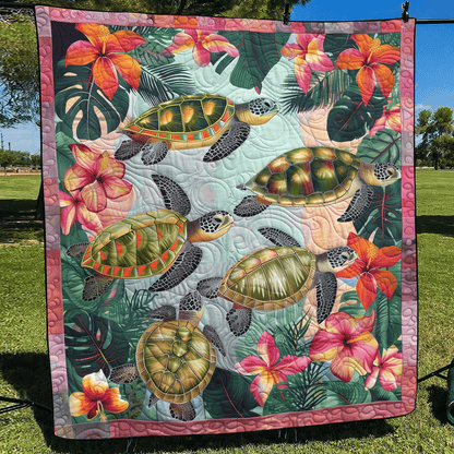 Tropical Turtle Quilted Blanket