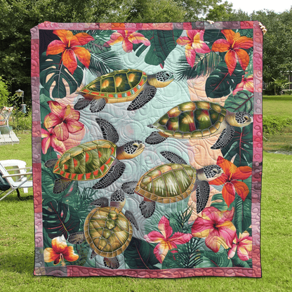 Tropical Turtle Quilted Blanket