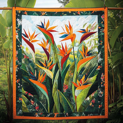 Tropical Bloom Dance Quilted Blanket
