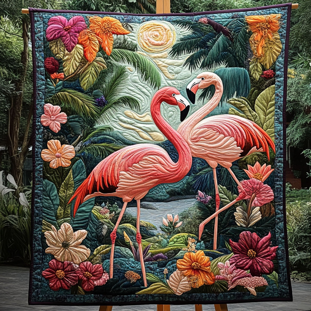 Tropical Blush Quilted Blanket