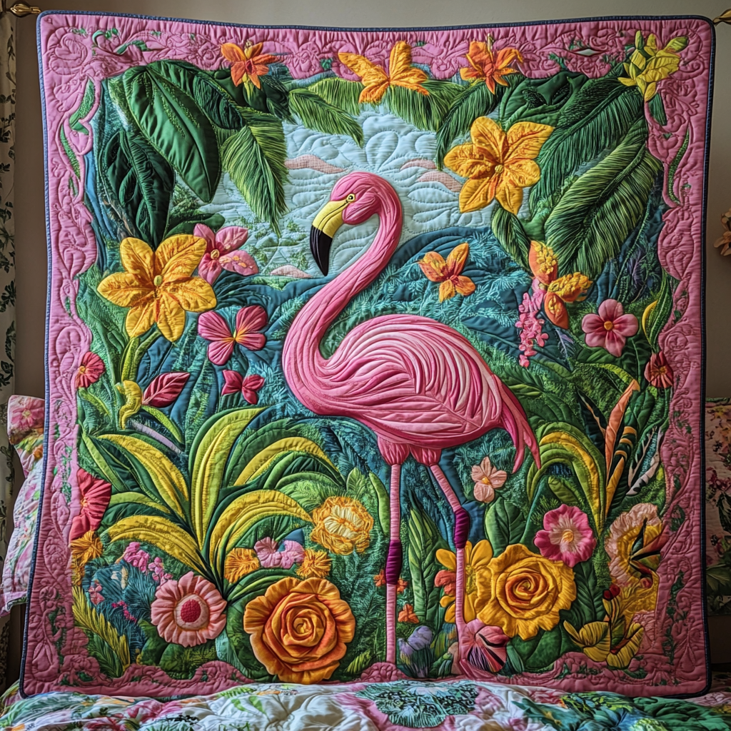 Tropical Elegance Quilted Blanket