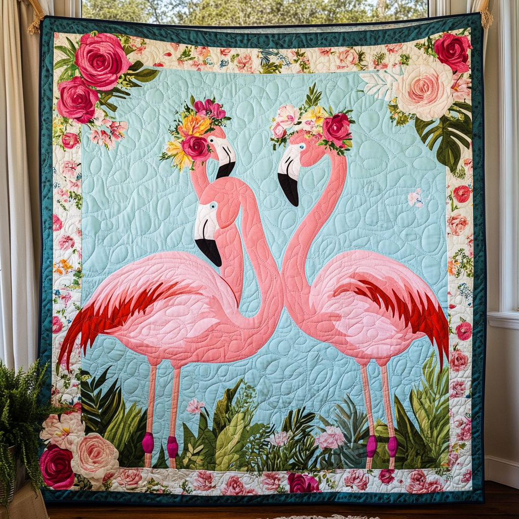 Tropical Escape Flamingo Quilted Blanket