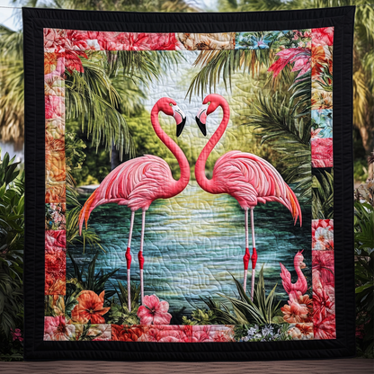 Tropical Flamingo Quilted Blanket