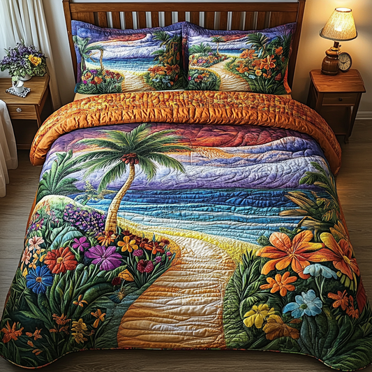 Tropical Serenity 3-Piece Quilted Bedding Set