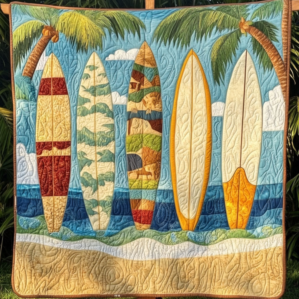 Tropical Surf Vibes Quilted Blanket