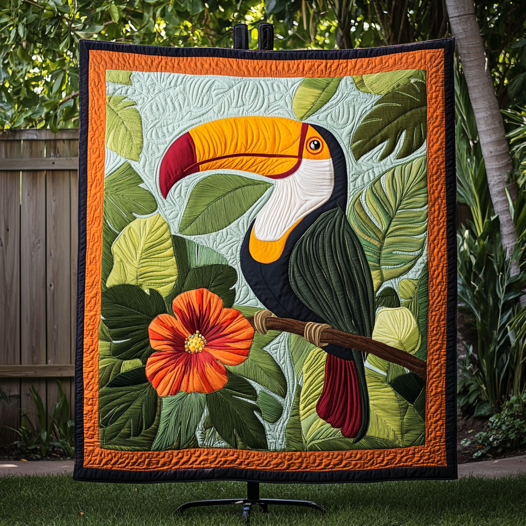 Tropical Toucan Quilted Blanket