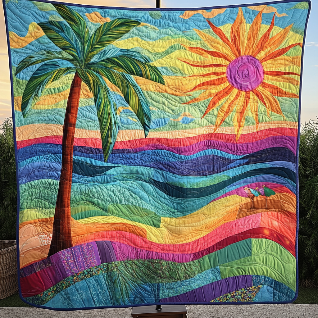 Tropical Waves Quilted Blanket