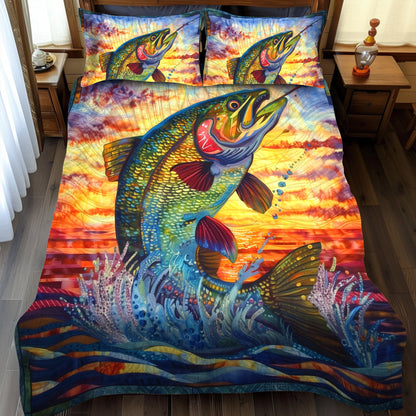 Trout Tales 3-Piece Quilted Bedding Set
