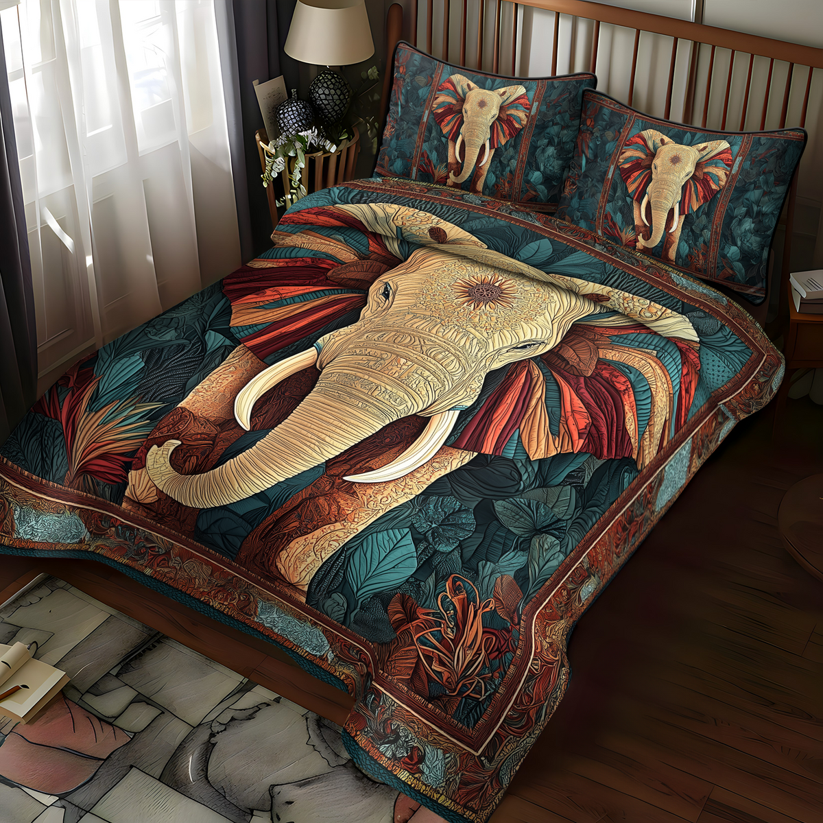 Trunked Majesty 3-Piece Quilted Bedding Set