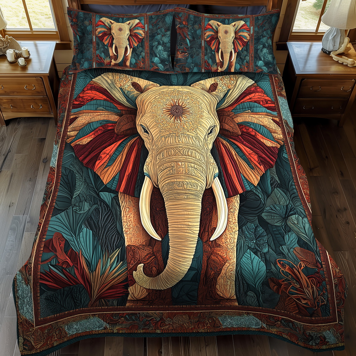 Trunked Majesty 3-Piece Quilted Bedding Set
