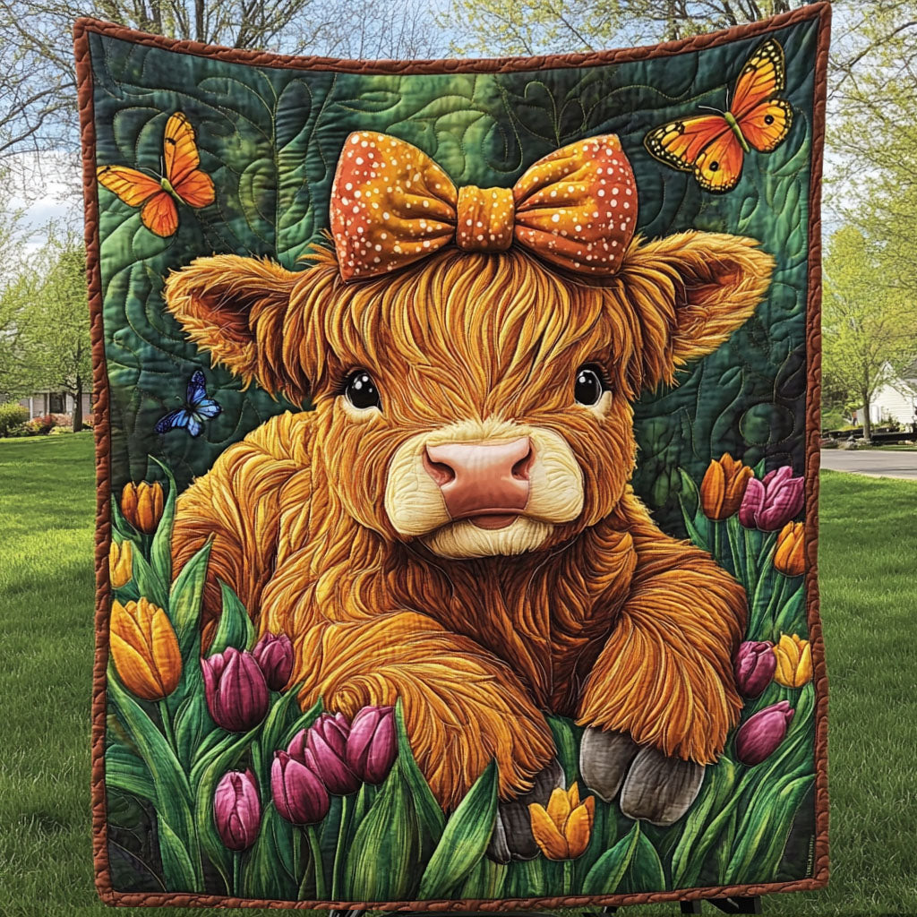 Tulip Field Cuteness Quilted Blanket