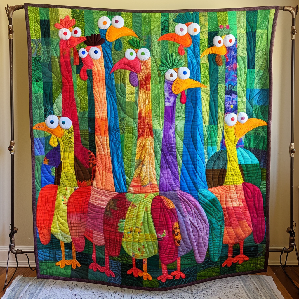 Turkey Gang Quilted Blanket