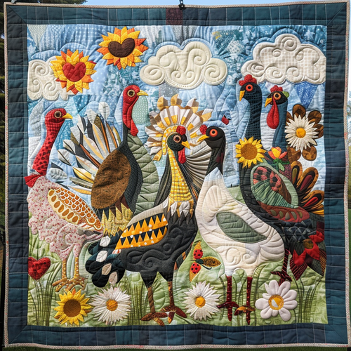 Turkey Garden Quilted Blanket