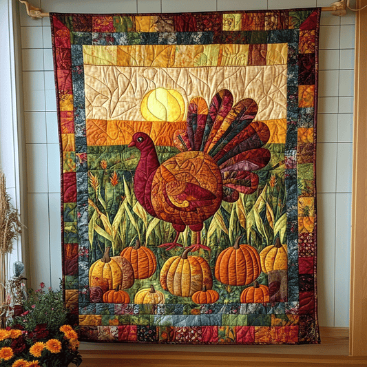 Turkey Thanksgiving Festive Quilted Blanket