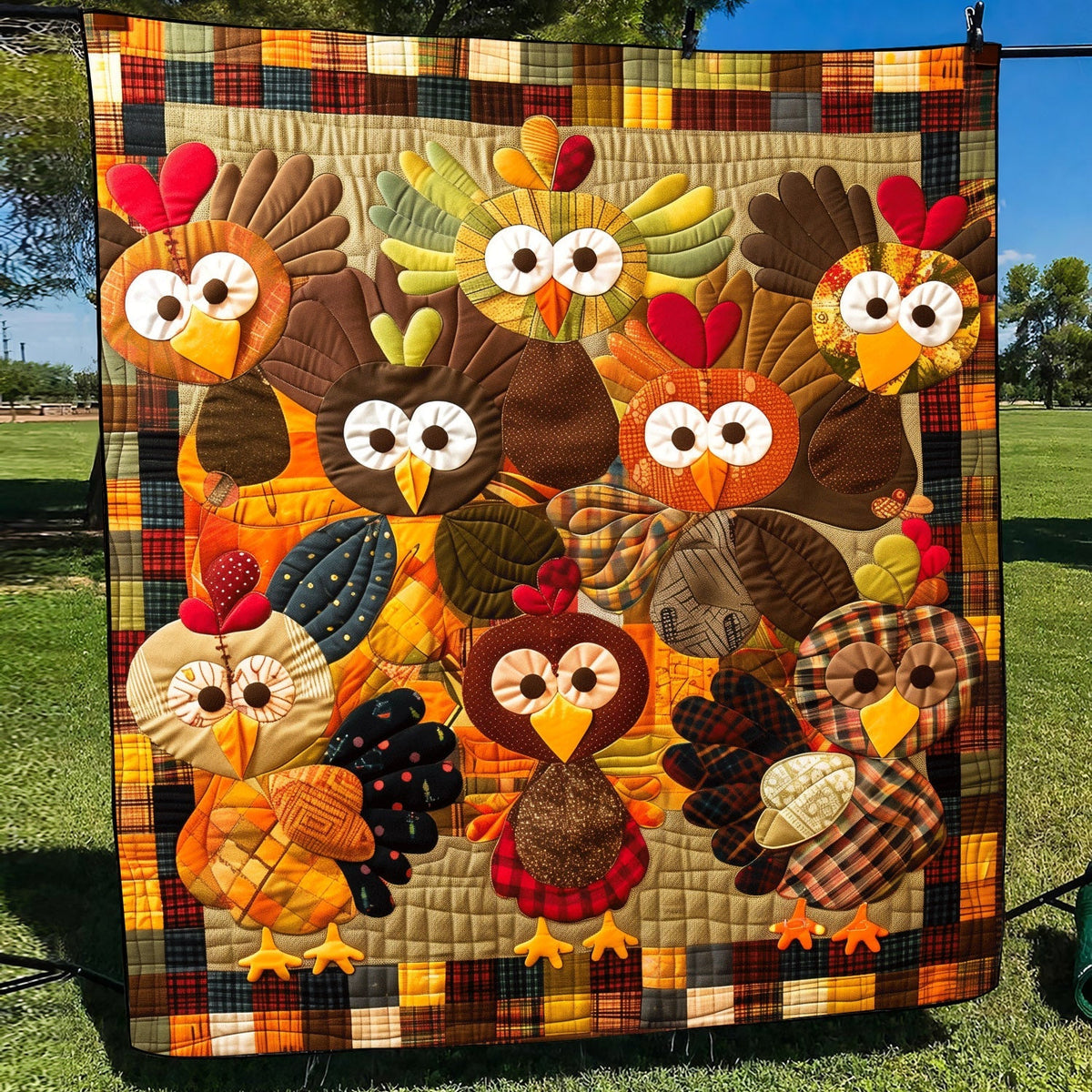 Turkey Family Quilted Blanket