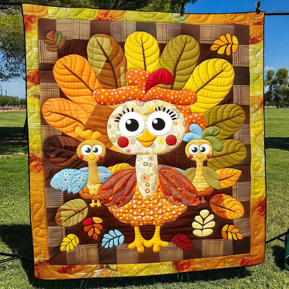 Turkey Playtime Quilted Blanket