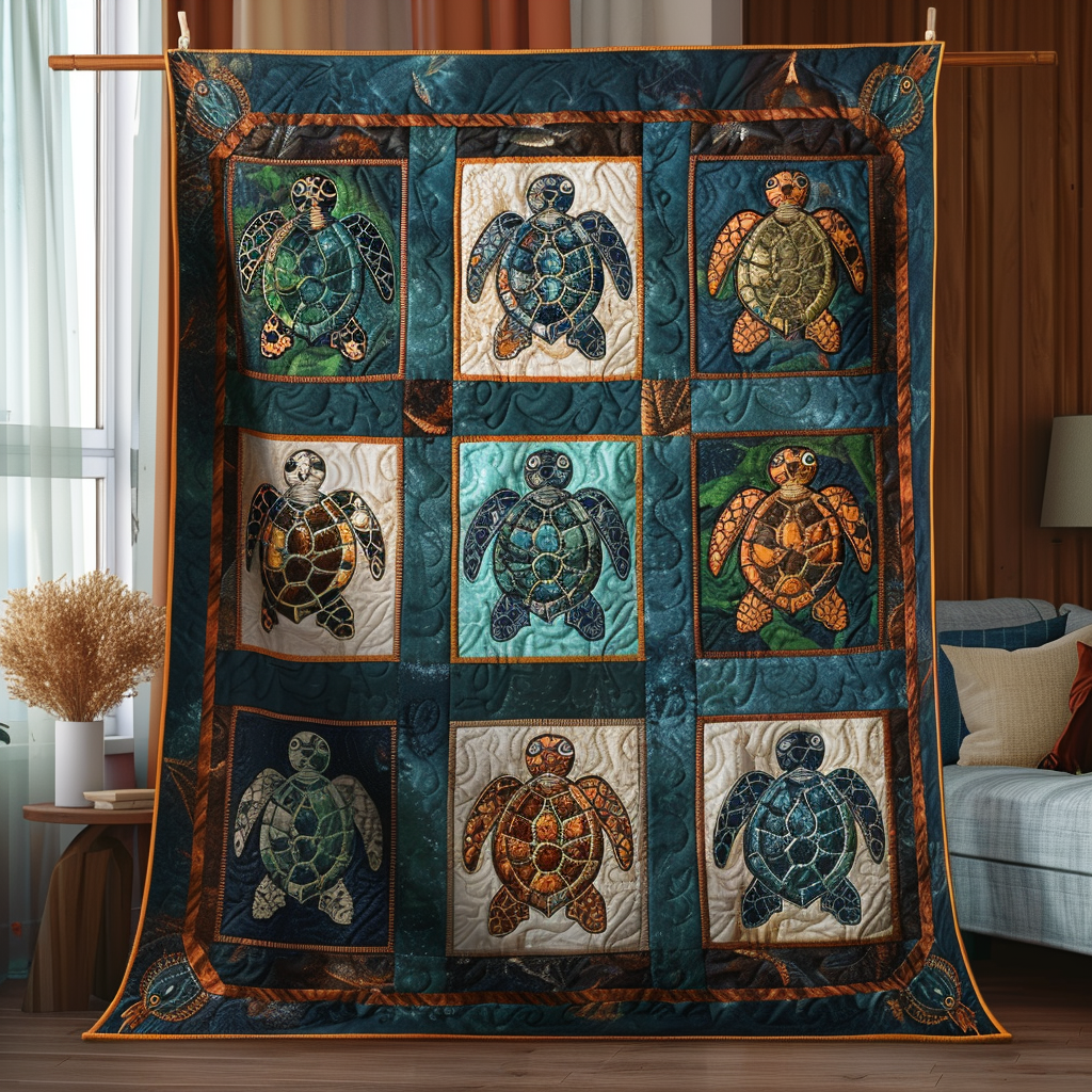 Turtle Odyssey Quilted Blanket
