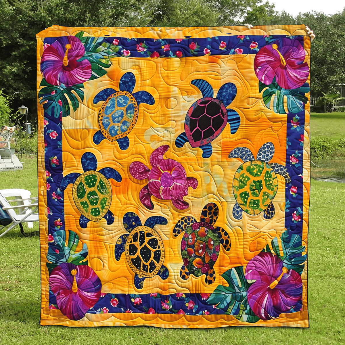 Turtle Harmony Quilted Blanket