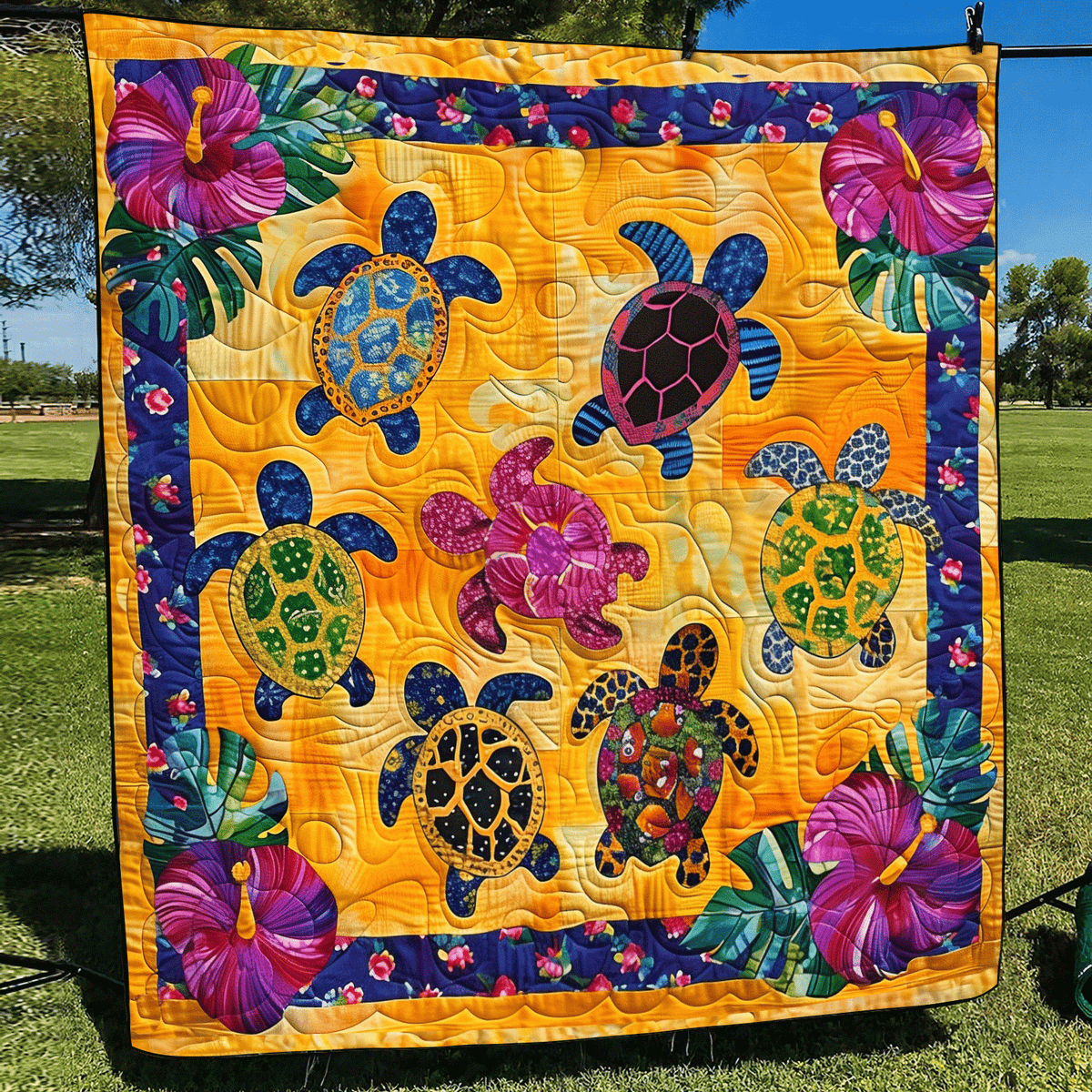 Turtle Harmony Quilted Blanket