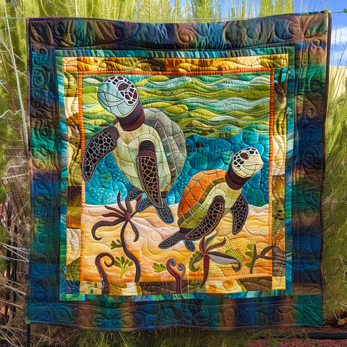 Turtle Oasis Quilted Blanket
