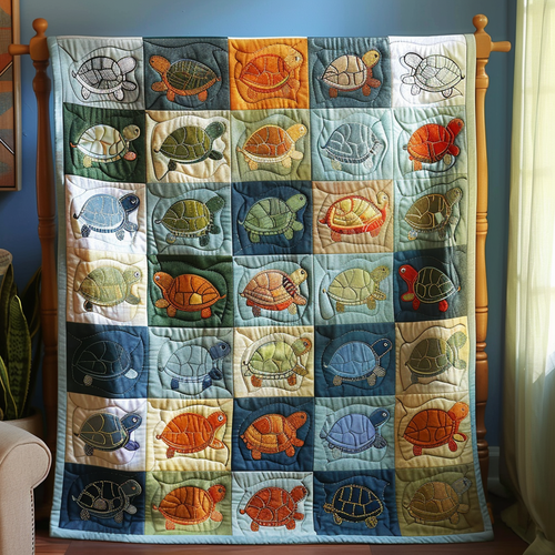 Turtle Parade Quilted Blanket