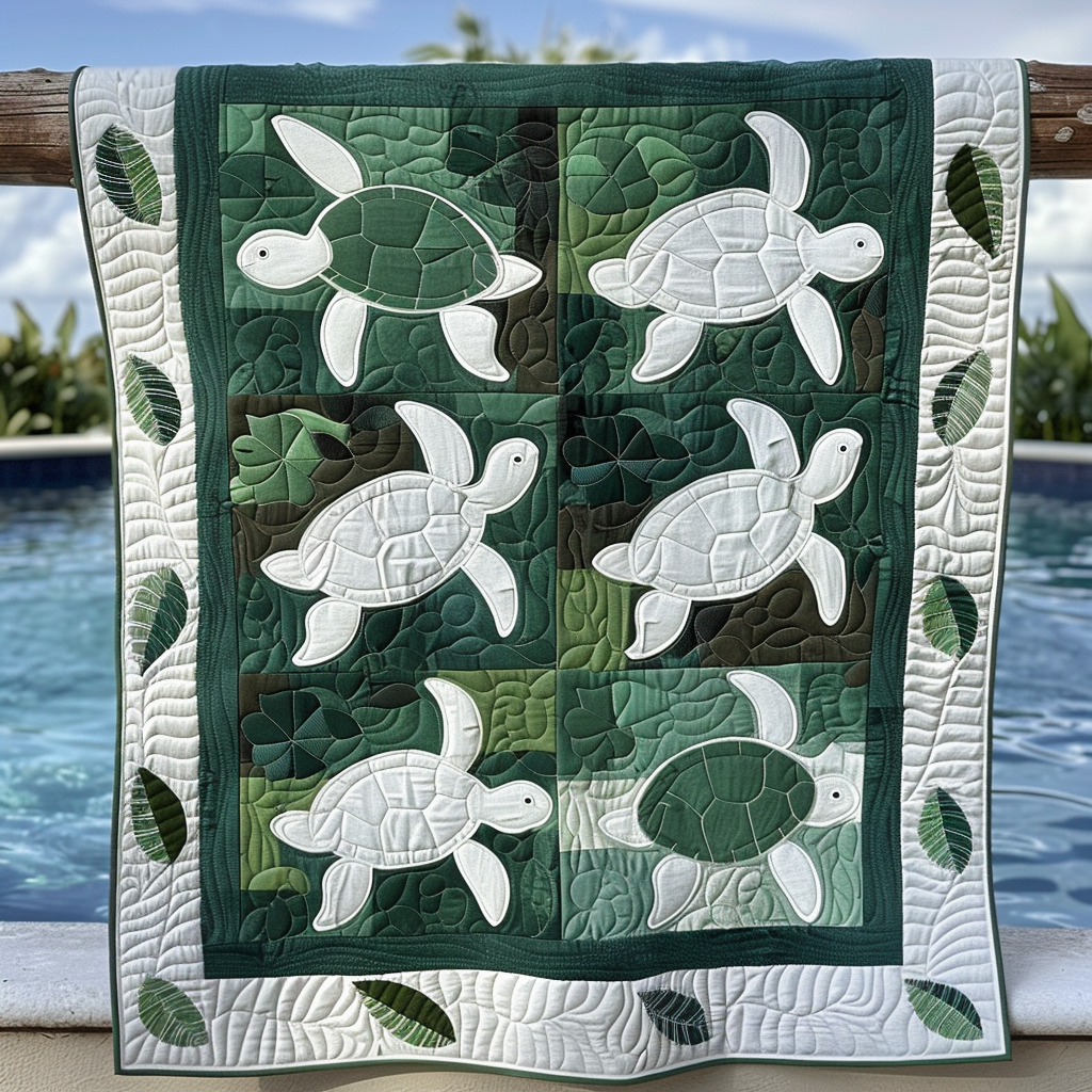 Turtle Patchwork Quilted Blanket