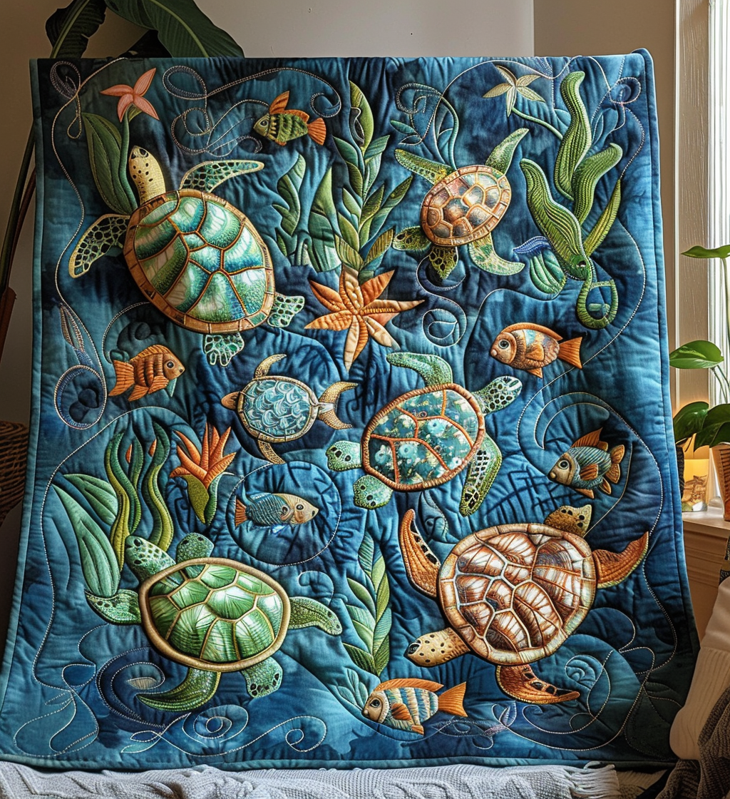 Turtle Sanctuary Quilted Blanket
