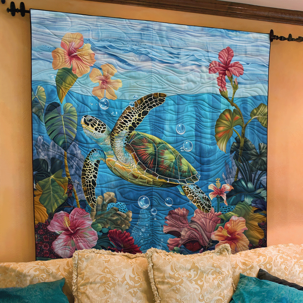 Turtle Serenity Quilted Blanket