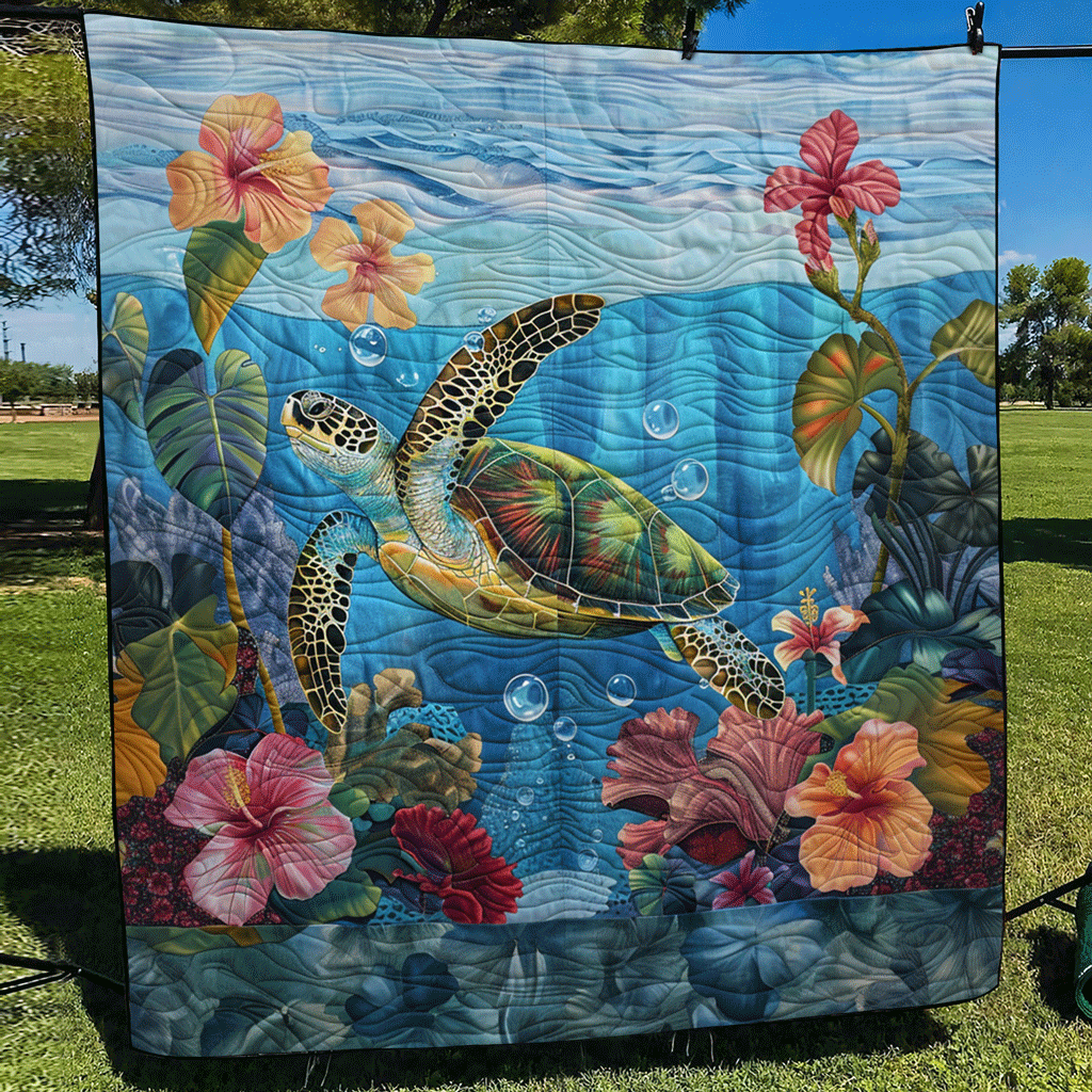 Turtle Serenity Quilted Blanket