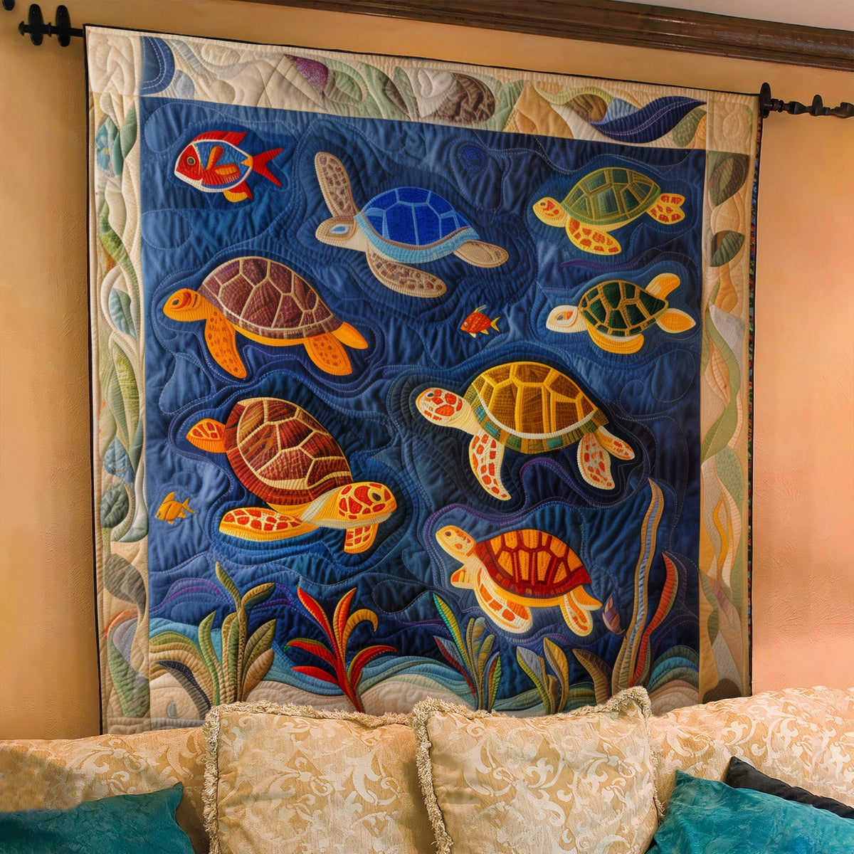 Turtle Tides Quilted Blanket