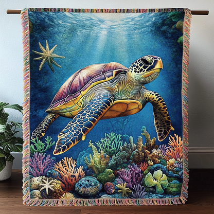 Turtle Tranquility Woven Throw Blanket
