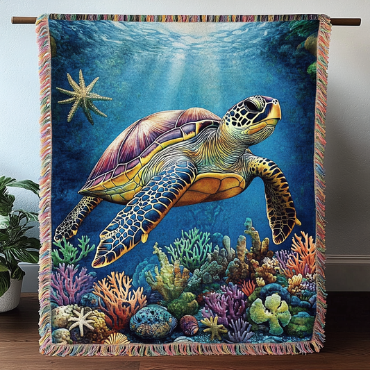 Turtle Tranquility Woven Throw Blanket