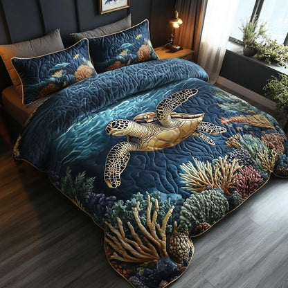 Turtle Dreams 3-Piece Quilted Bedding Set