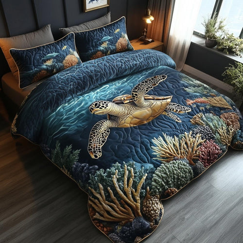 Turtle Dreams 3-Piece Quilted Bedding Set
