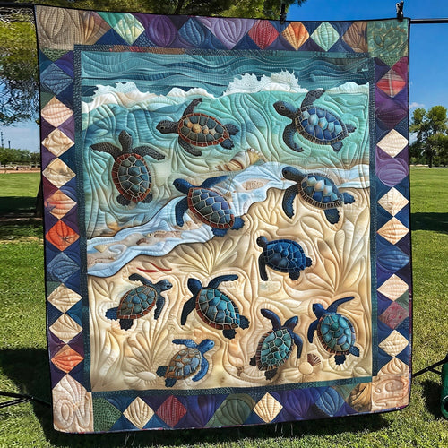 Turtle First Crawl Quilted Blanket