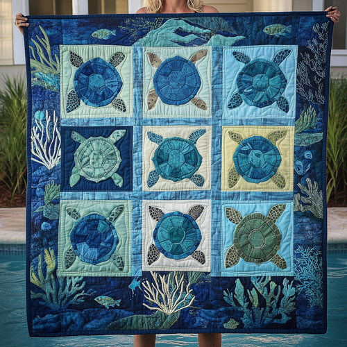 Turtle Lagoon Quilted Blanket