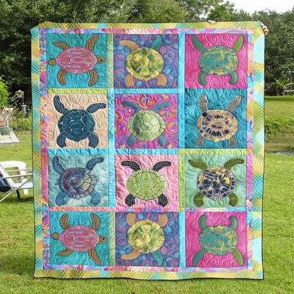Turtle Paradise Quilted Blanket