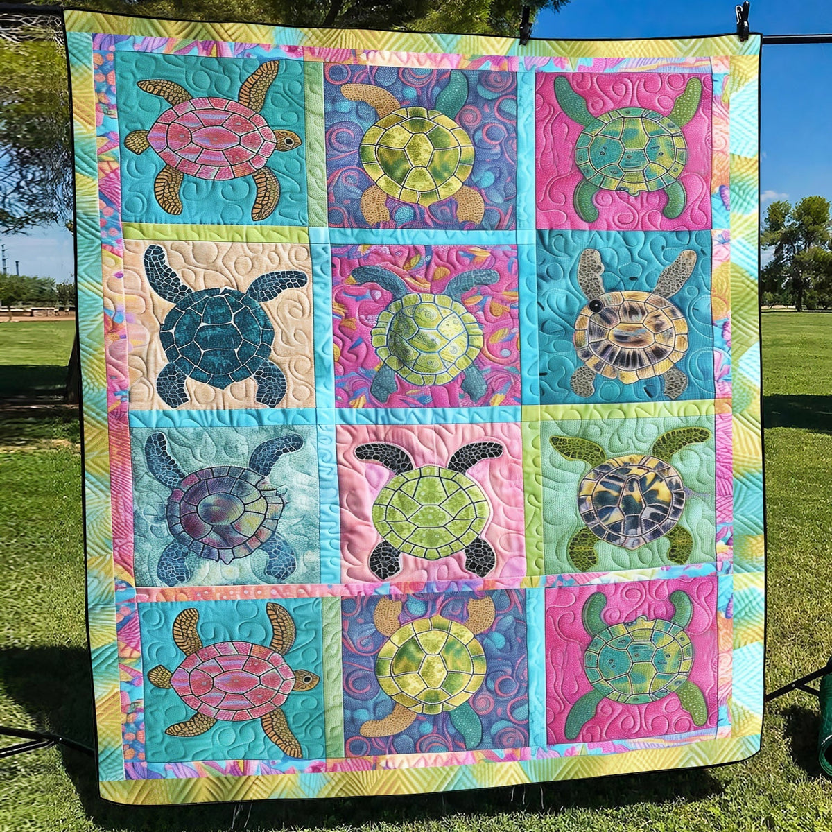 Turtle Paradise Quilted Blanket