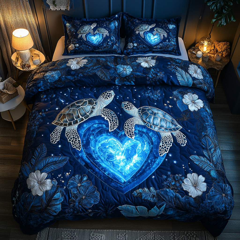 Turtle Trails 3-Piece Quilted Bedding Set