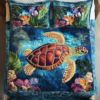 Turtle Tranquility 3-Piece Quilted Bedding Set