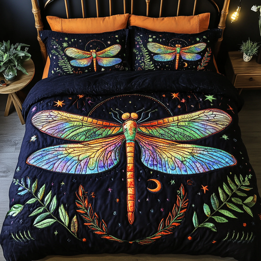Twilight Dragonfly 3-Piece Quilted Bedding Set