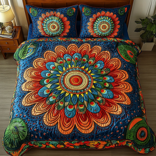 Twilight Mandala 3-Piece Quilted Bedding Set