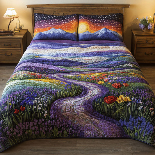 Twilight Meadow 3-Piece Quilted Bedding Set
