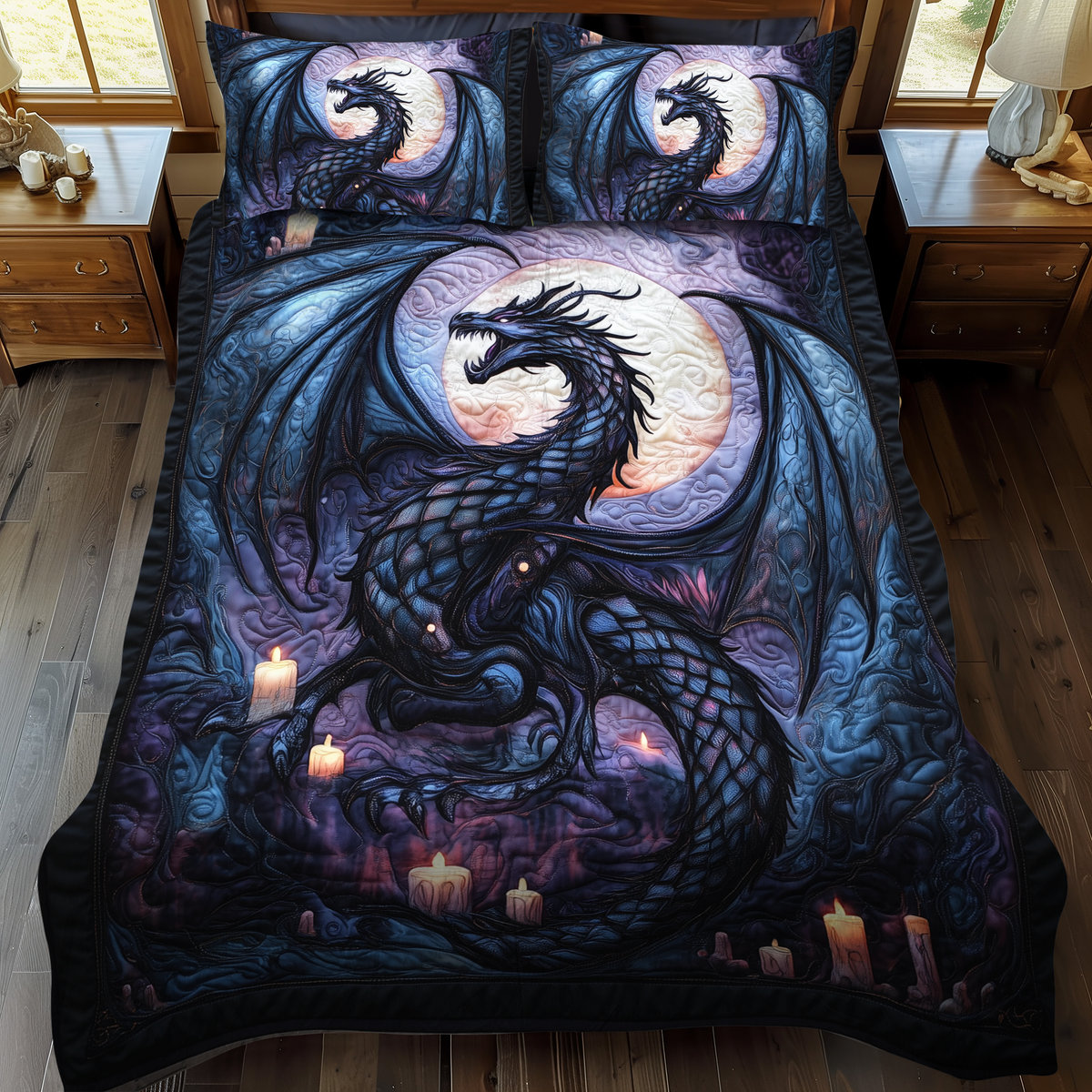 Twilight Serpent 3-Piece Quilted Bedding Set
