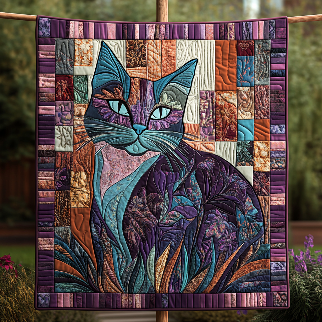 Twilight Tabby Quilted Blanket