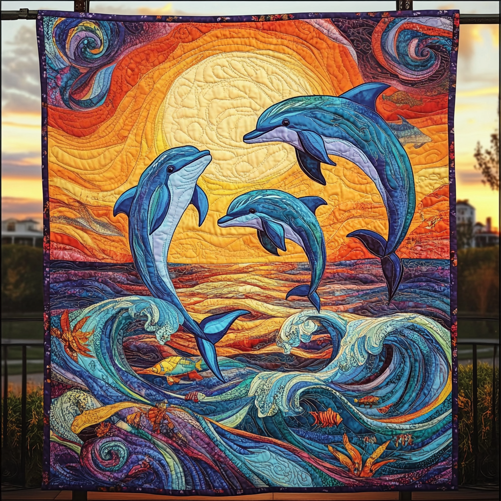 Twilight Waves Quilted Blanket