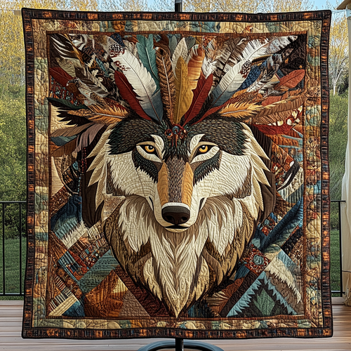 Twilight Wolf Spirit Quilted Blanket