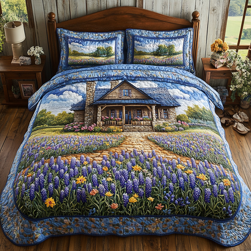 Bluebonnet Beauty 3-Piece Quilted Bedding Set