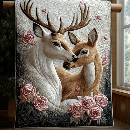 Valentine Deer Quilted Blanket