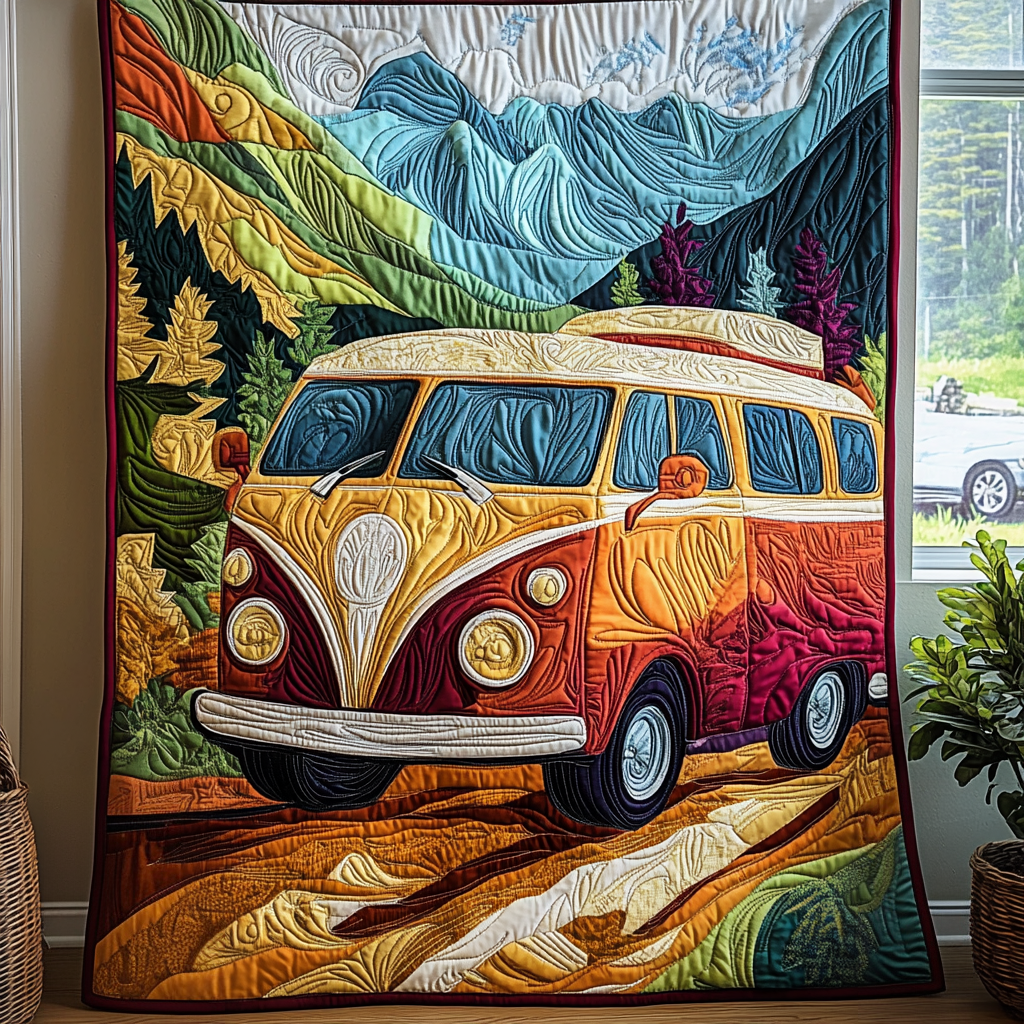 Van Life Vibes Quilted Blanket